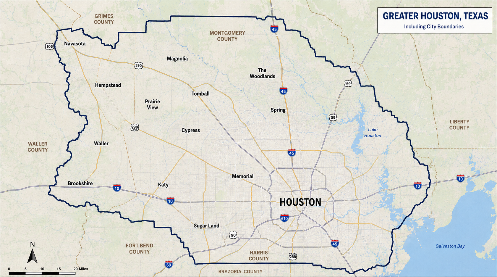 Lone Cedar Construction service area — greater Houston, Texas